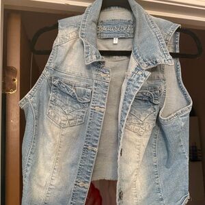 Maurices Light Blue Denim Vest